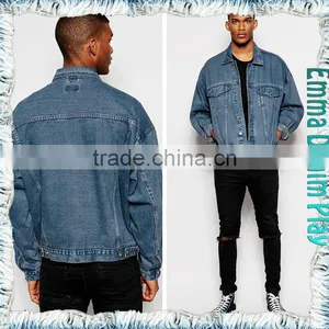 Casual Man's Pale Blue Plain Enzyme Washed Denim Jackets thumbnail-3