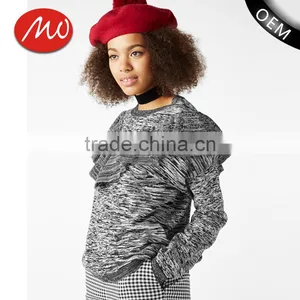 Ladies European Style Woolen Knit Flouncing Sweater Design for Women 2017 thumbnail-1