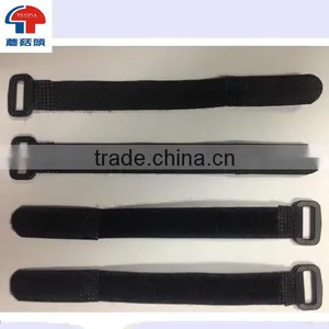 Black Colour Nylon Hook & Loop Tape Adjustable Cable Ties thumbnail-1