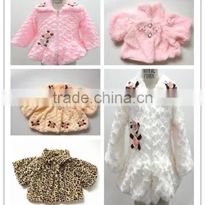 Kids Girls Faux Fur Fleece Lapel Coat Winter Warm Jacket thumbnail-1