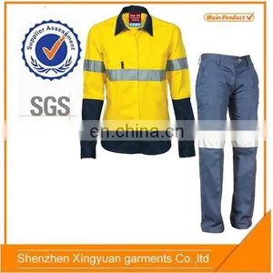 Women 100 Cotton Flame Retardant Safety Workwear Shirt and Pants Suit thumbnail-1