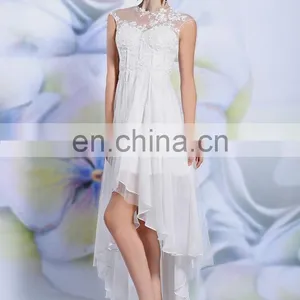 Elegant Fashion White Sexy Short Front Long Back Wedding Dress thumbnail-3