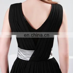 2015 Grace Karin V-Neck Sleeveless Chiffon Knee Length Black Evening Party Dresses CL4361 thumbnail-5