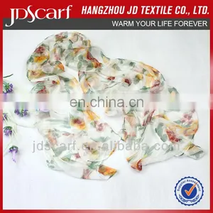 Digital Print Silk Scarf JDS-045# Excellent Scarves Super Thin 100% Silk Digital Print Silk Scarf thumbnail-1