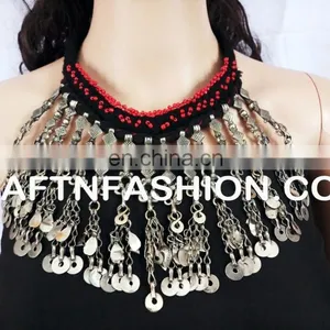 Afghan Kuchi Old 1960s Necklace- Tribal Necklace - Afghan Jewelry - Antique Afghan Long 1960s Jewellery Necklace thumbnail-3