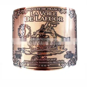 Custom Aluminum Embossed 3D Metal Wine Logo Adhesive Bottle Label Sticker Wine Lapel thumbnail-5