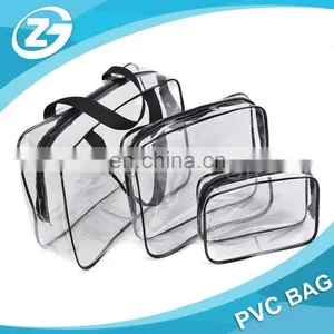 Customized Logo High Quality Large Middle Samll Size PVC Cosmetic Bag Set thumbnail-3