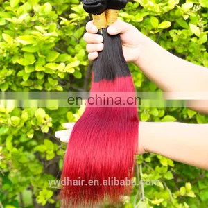Grade 8a Virgin Hair Pervian Straight Ombre Bundles Hair Weaves 1B/red Color thumbnail-1