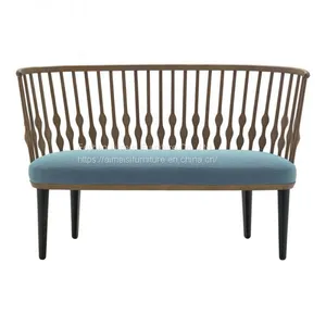 Modern Luxury Living Room Fabric Wooden Two Seat Sofa thumbnail-3