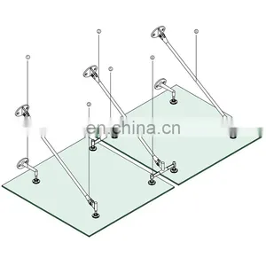 Wholesale Durable Glass Canopy Shade Awning With Stainless Steel SUS304 316 Satin Polish thumbnail-1