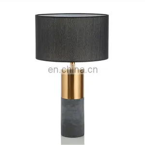 Black Gold Fabric Cement Base Modern Lamp Shade Bedside Hotel Luxury Light Table Lamp thumbnail-1