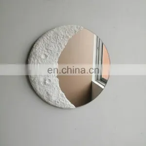 Handmade Gypsum Cement Sand Half Moon Mirror Set For Home Wall Hanging Mirror thumbnail-3