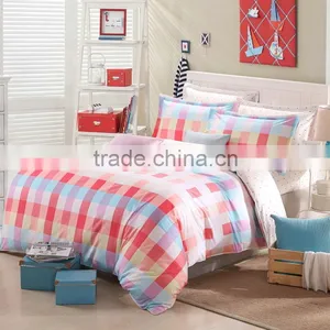 China Manufacturer Plaid Pattern Colorful Print Your Own Duvet Cover Vintage Pillowcase Single Bed Comforter Set thumbnail-1