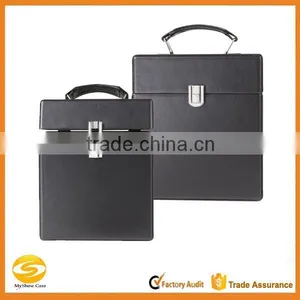 OEM Black Leather LP Record Case, Leather LP Record Carry Case, Custom High Quality Black Leather LP Flight Carrying Case thumbnail-1