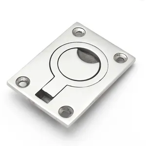 Square Flush Pull Ring Handles Recessed Boat Hatch Latch Cabinet Flush Mount Lifting Ring Pull Handle Hidden Recessed Furniture Handle thumbnail-4