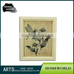 White Landscape Painting Dragonfly &Flower Picture Photo Frame thumbnail-1