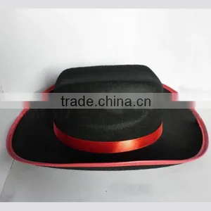 Factory Custom 100% Orange Wool Felt Black Western Cheap Felt Cowboy Hard Hat With Decoration thumbnail-5