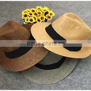 Promotion Cheap Plain Wholesale Straw Cowboy Hats Ladies Straw Hats Beach Shading Unisex Cowboy Straw Hat thumbnail-1