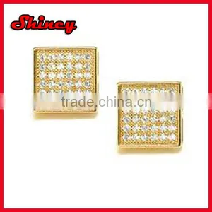 China Cheaper Mirco Pave Square Gold Plated cz Earrings for Woman thumbnail-1