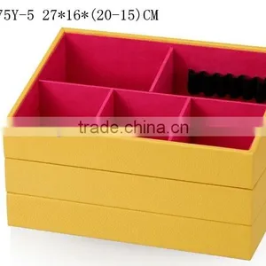 W1275Y-2 Wholesale 10'' Stackable Jewelry Display Tray Wooden Jewelry Case Leather Jewelry Tray thumbnail-4
