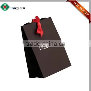 Custom Fancy Design Logo Printed Paper Bags With Ribbon Handles thumbnail-3