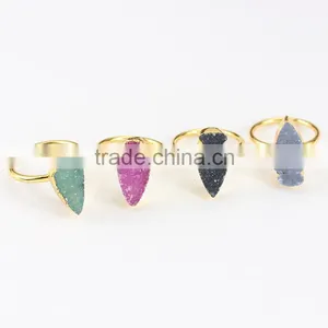 RG1091 Gold Plated Arrowhead Druzy Geode Stone Boho Ring Quality Choice thumbnail-2