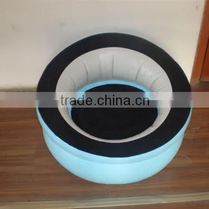 PVC Inflatable Flocked Single Sofa/inflatable Round Single Flocking Sofa thumbnail-1