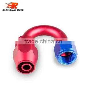 Aluminum Oil Cooler Fitting 180 Degree Resuable Hose End Fuel Line Hose End Fitting Adaptor Blue and Red 40-180-10 thumbnail-2