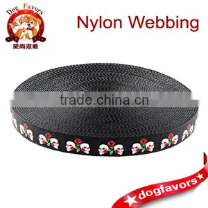 Trade Assurance 1 Inch Wide Skull and Roses Ribbon on Black Heavy Nylon Webbing, 1 Yard thumbnail-1
