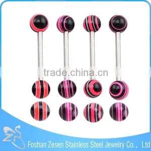 Fashionable Design Stainless Steel Custom Cheap Resin Ball Beautiful Tongue Ring thumbnail-5