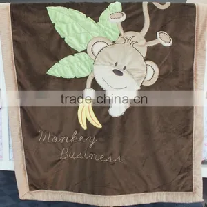 2015 New Design Applique 100% Cotton OEM Baby Fluffy Fleece Blanket thumbnail-2