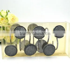 Round Black Pattern Polyresin Shower Curtain Hooks thumbnail-6
