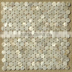 12''x12'' White Natural Shell Mother of Pearl Round Mosaic D20 thumbnail-1