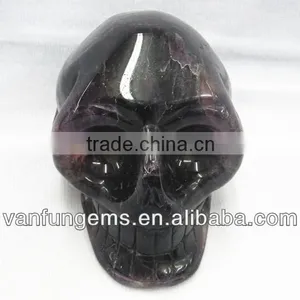 Natural Quartz Carving Skull Blue Cherry Quartz thumbnail-1