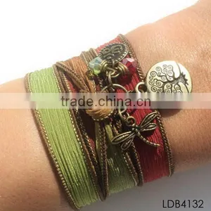 Fashion Ribbon Bracelet With Gold Plated Dragonfly and Tree China Supplier Quality Choice thumbnail-1