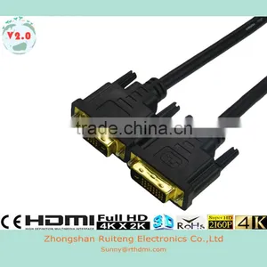 Black 90 Degree 24+1 DVI to DVI Cable With Ethernet and Gold Connector Support 3D thumbnail-2