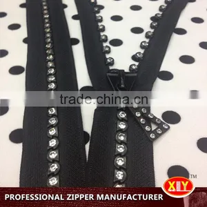 2015 Hot Sale Double Row Polyester Tape Diamond Zipper thumbnail-4