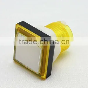 33mm Square Yellow Plastic Arcade Push Button Switch Electric Pushbutton Switch Momentary With LED Light thumbnail-1
