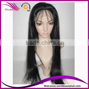 Top Quality 100% Human Hair 24" 1# Straight Full Lace Wig thumbnail-1