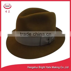 Knight Chocolate Brown 100% Fur Felt Fedora Hat Size Small thumbnail-1