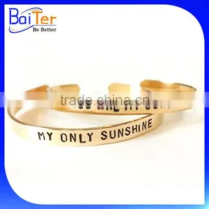 Custom Personalized Word Quote Cuff Stainless Steel Memorial Bracelets thumbnail-2