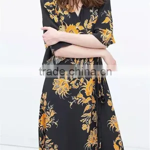 Fashionable Beachwear Polyester Chiffon Ladies Long Dubai Kaftan Dress thumbnail-3