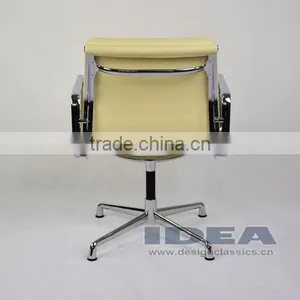 Replica Charles Low Back Soft Pad Meeting Chair - Cream White Color Genuine Leather thumbnail-5