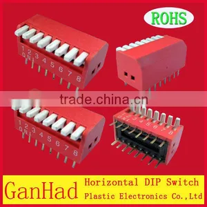 8Pin Red DIP Switchs/Horizontal 8Pin 2.54 Pin Distance Dip Switch With ROHS thumbnail-1