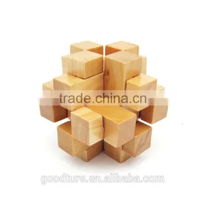 2015 Hot Sale Wooden IQ Intelligent Puzzle Magic Puzzle Kongming Lock Brain Teaser Model Number GAD1074 thumbnail-4