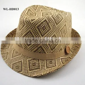 WL-HD013 PAPER STRAW FEDORA SUMMER BEACH HAT thumbnail-1