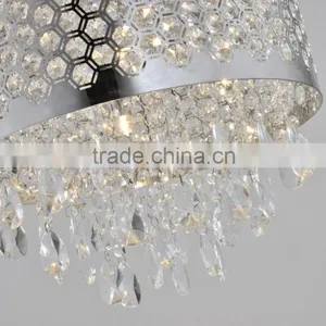 2015 Modern Crystal Ceiling Lamp With Laser Cut Hexagon Patterned Shade thumbnail-2
