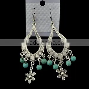 Gypsy Women Festival Jewelry Earrings Tibetan Silver Plated Round Beads Ear Hook thumbnail-2