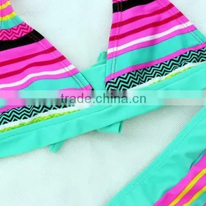 Slim Colorful Strings Print Infants Kids Girls Bikini Swimsuit Bathing Swimwear thumbnail-4