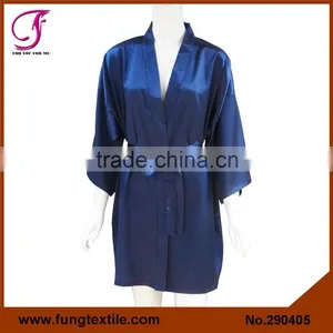 2904 Wedding Bride Short Solid Bouquet Satin Bath Robe thumbnail-5